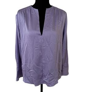 Vince Women Purple V-Neck Long Sleeve Satin Blouse Size XS - NWT